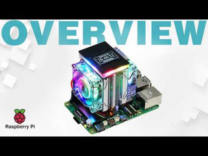 Freenove Active Cooler for Raspberry Pi 5 Heatsink, 1 / 2 PWM Fans ARGB Light Sync, OLED Screen, Multiple Cooling Lighting Modes